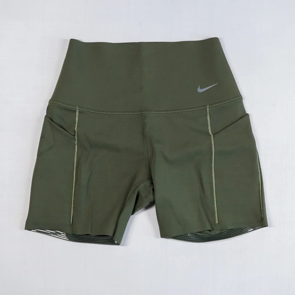 Nike Universa Dri-FIT Biker Shorts Women Small Olive Green High Rise FN3151-325